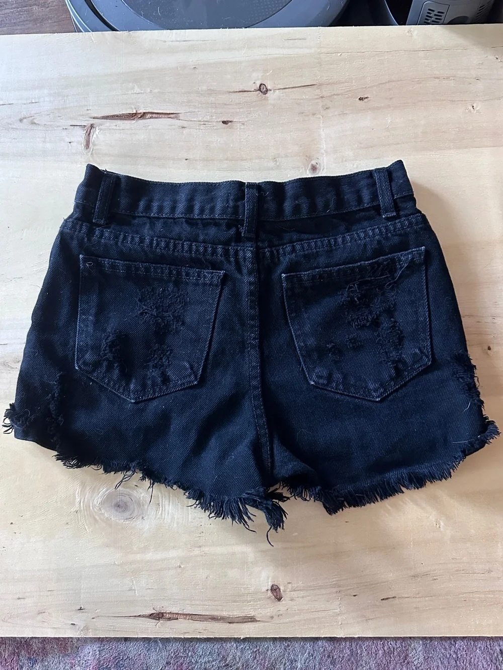 Brandy Melville Black High-Waisted Distressed Denim Shorts